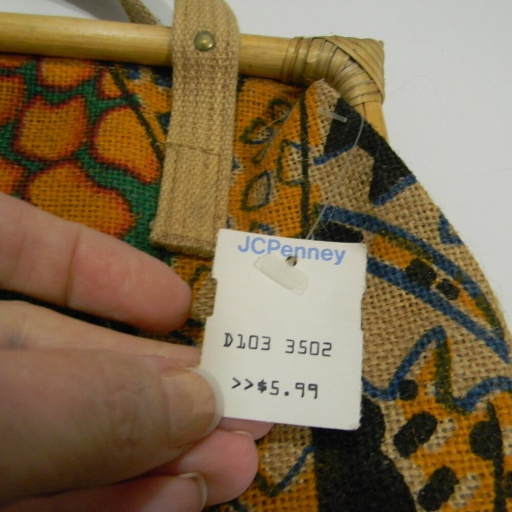 African Giraffe Print Purse w Bamboo Closure NOS Vintage Red Green Yellow - Picture 3 of 7